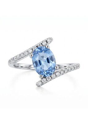 Blue Topaz Ring, 925 Sterling Silver Charmed Aroma